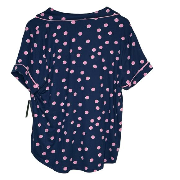 Kate Spade NY Pajama Set Womens L Blue Pink Polka Dot 2Pc Comfy Sleepwear NWT - Picture 3 of 12